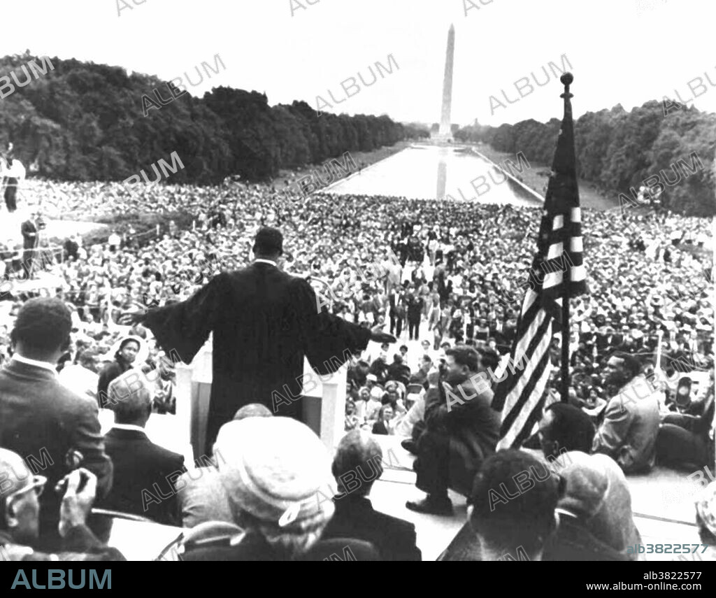 Entitled: "Dr. Martin Luther King Jr. addressing the crowd during the 1957 Prayer Pilgrimage for Freedom." The Prayer Pilgrimage for Freedom was a large nonviolent demonstration in Washington, DC on May 17, 1957, an early event of the African-American Civil Rights Movement, and the occasion for Dr. Martin Luther King Jr.'s "Give Us the Ballot" speech. The demonstration was planned at the occasion of the third anniversary of the Brown vs Board of Education, a landmark Supreme Court decision against segregation in public schools. The three-hour demonstration took place in front of the Lincoln Memorial. King was the last speaker and it was the first time that he addressed a national audience. It was his first Lincoln Memorial speech and set the goal and the agenda for voting rights to become an important part of the civil rights struggle against a reluctant administration. About 25,000 demonstrators attended the event to pray and voice their opinion. At its time the event was the largest organized demonstration for civil rights.