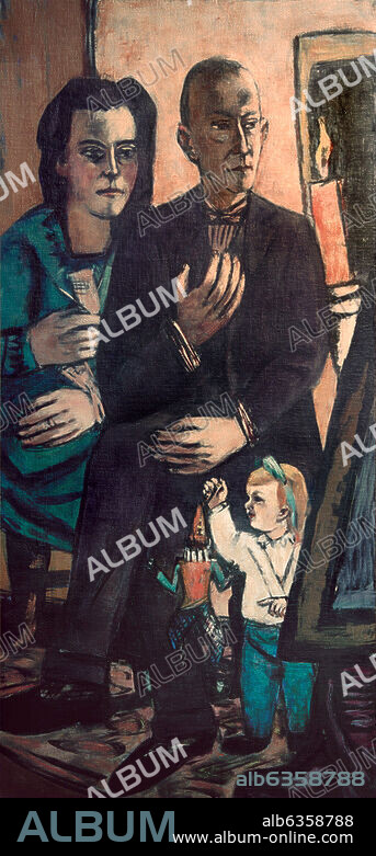 MAX BECKMANN. Beckmann, Max 1884-1950. "Familienbild Lütjens", 1944. Öl auf Leinwand, 179,5 × 85 cm. Rotterdam, Museum Boijmans van Beuningen.