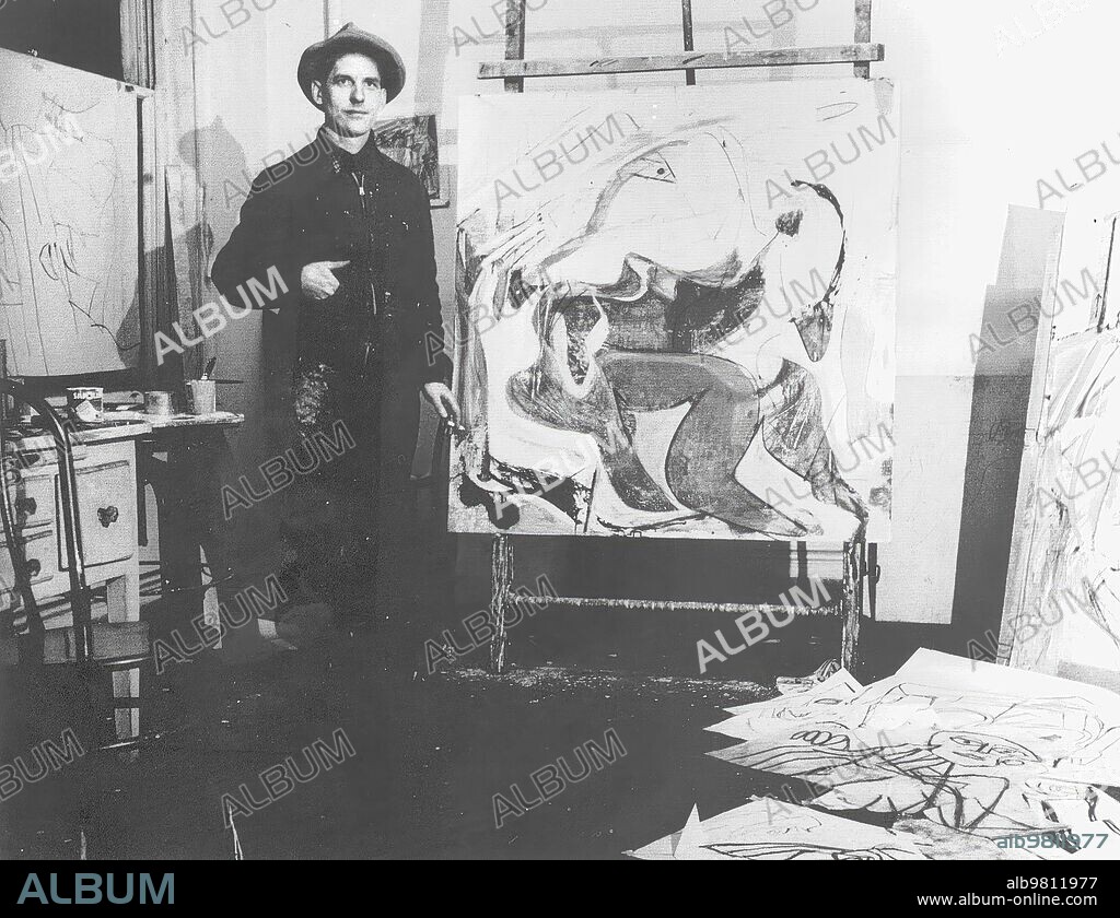 WILLEM DE KOONING. 1946. In his studio in New York -Approximate date.