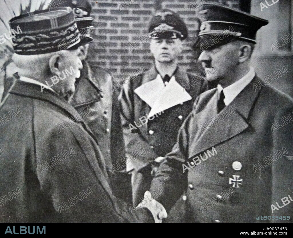 World war two: Adolf Hitler meets with Philippe Petain leader of Vichy France in October 1940.