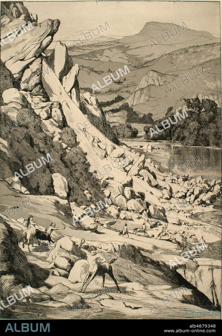 Max Klinger, German, 18571920, Intermezzi, Opus IV, Bl. 6: Bergsturz (Landslide), 1881, Etching and aquatint on paper, image: 15 3/4 x 10 15/16 in. (40 x 27.8 cm).