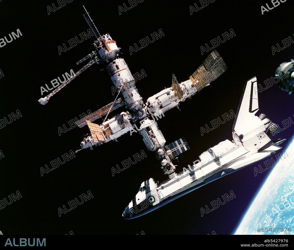 Atlantis Docked to Mir,1995. Creator: NASA. - Album alb5427976