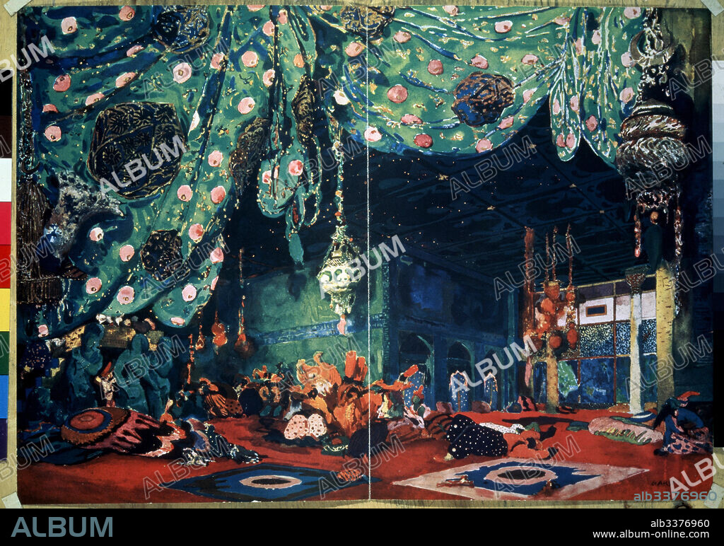 LEON BAKST. Stage design for the ballet Sheherazade by N. Rimsky-Korsakov.