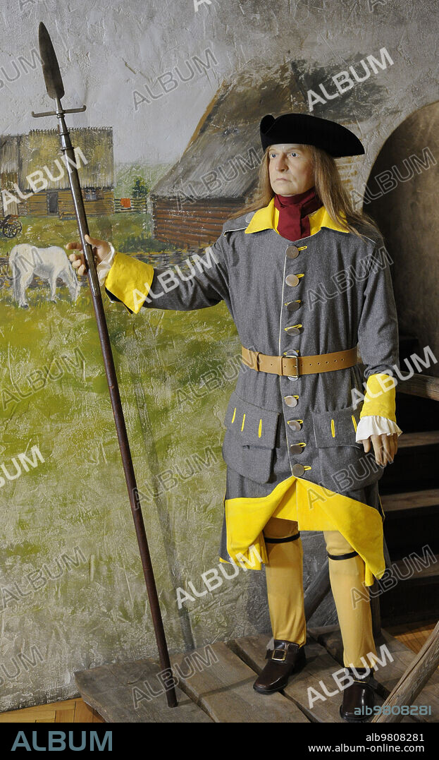 Soldado de la Guardia Nacional de Letonia, Batallón Turaida. Siglo XVIII. Recreación. Museo de la Guerra de Letonia. Riga.