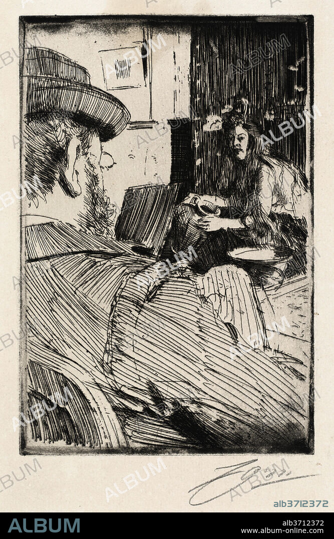 ANDERS ZORN. Albert Besnard and His Model. Dated: 1896. Medium: etching.