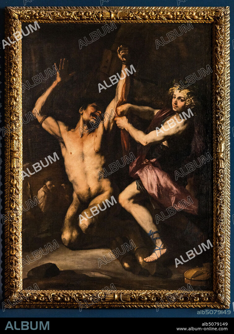 "Apollo skinning Marsyas", by Luca Giordano, around 1678, oil painting on canvas.