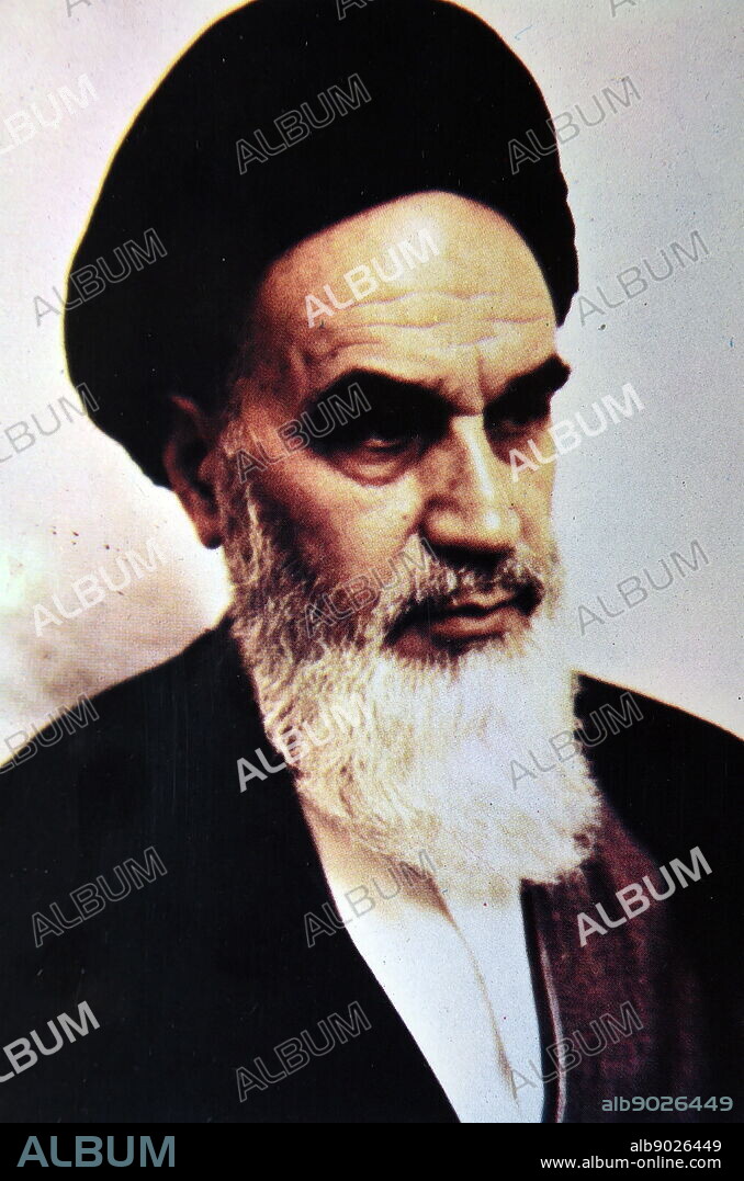 Sayyid Ruhollah Khomeini (1900 - 1989), known as Ayatollah Khomeini, an Iranian political and religious leader. He was the founder of the Islamic Republic of Iran and the leader of the 1979 Iranian Revolution, which saw the overthrow of the last Shah of Iran, Mohammad Reza Pahlavi, and the end of the Persian monarchy.