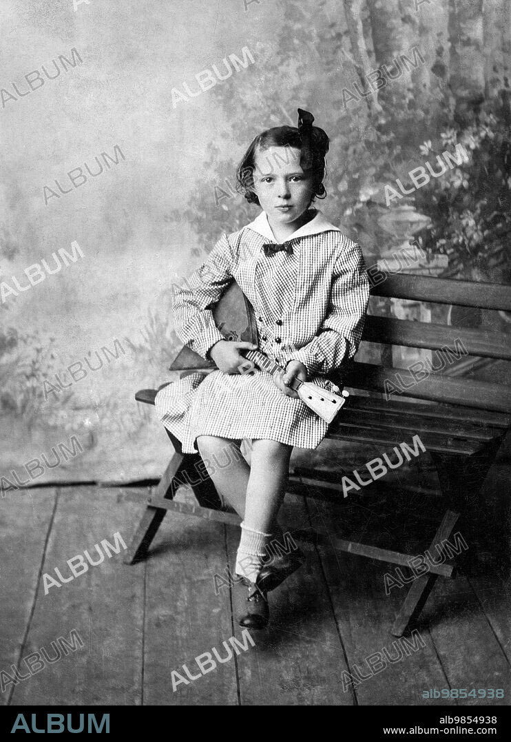 Young Girl with Balalaika, Russia, Cabinet Card, early 1900's .