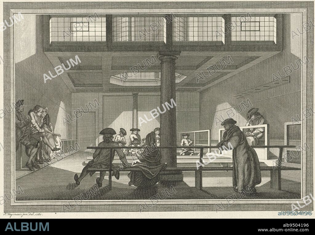 A group of Quakers meeting in a church in Amsterdam, the Netherlands, Meeting of Quakers Picture of the meeting of the Quakers, Amsterdam , print maker: Caspar Jacobsz. Philips, (mentioned on object), intermediary draughtsman: Pieter Wagenaar (II), (mentioned on object), Amsterdam, 1780, paper, etching, h 219 mm × w 289 mm.