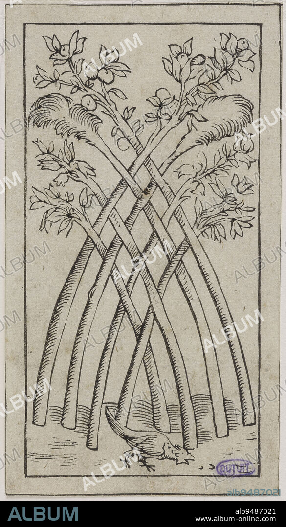 Florentine Card Game. Number twenty-four from a series of 35 pieces, Francesco di Domenico dit, Il Padovano, Engraver, In 1547, 1st half of the 16th century, Print, Graphic arts, Original print, playing cards, woodcut, Florence, Dimensions - Work: Height: 10.3 cm, Width: 5.7 cm.