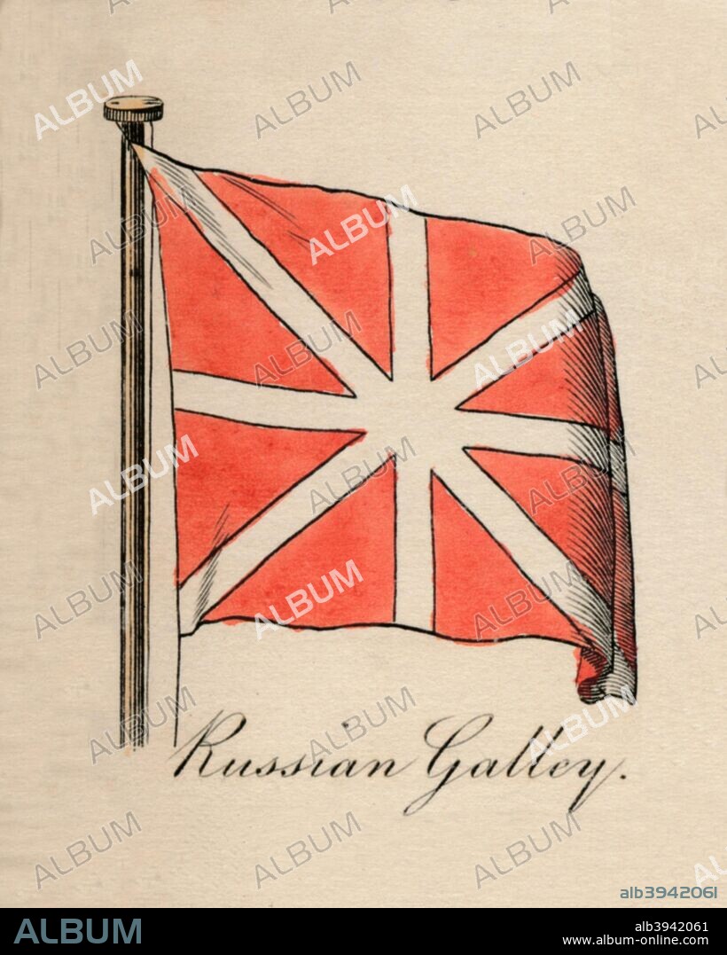'Russian Galley', 1838. From A Display of the Naval Flags of All Nations. Collected from the Best Authorities. [Fisher, Son, & Co., London, 1838].