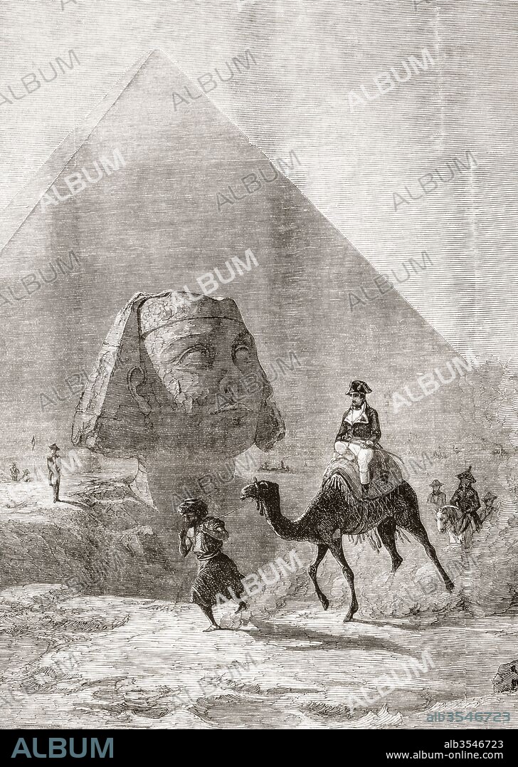 Napoleon in Egypt during his Campaign in Egypt and Syria (1798–1801). After the painting by Karl Girardet, 1851. Napoleon Bonaparte, 1769 – 1821. French military and political leader. From L'Univers Illustre, published June 1863.