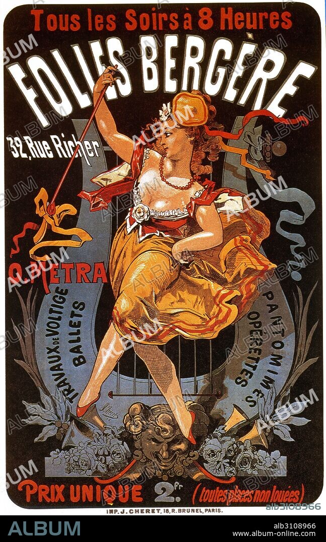 Cartel: Espectáculos en "Folies Bergére", en 32 rue Richer/1874.