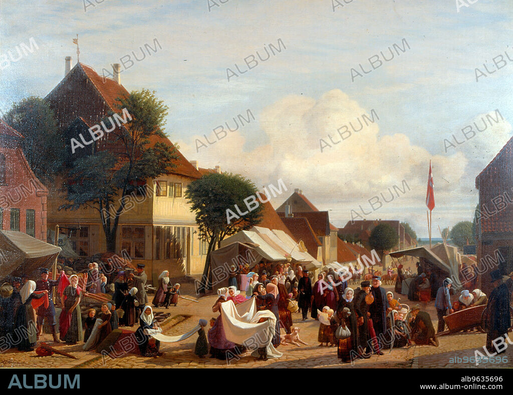 HANS JORGEN HAMMER. Market day in Fredericia, 1830-1882.