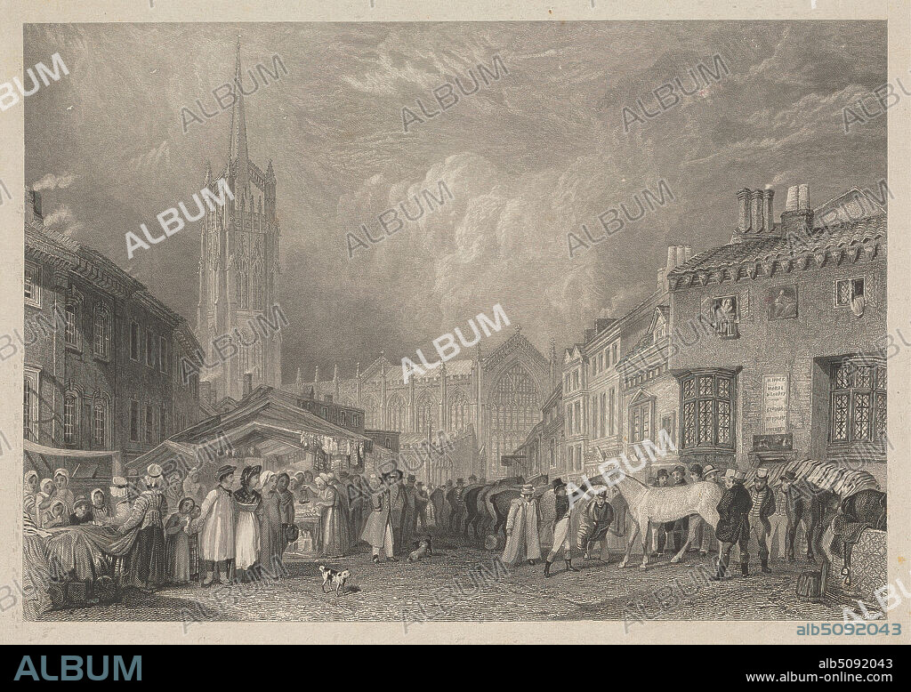 Louth, Lincolnshire, William Radclyffe, 17801855, British, after Joseph Mallord William Turner, 17751851, British, 1827-1838, Line engraving, engraver's proof.