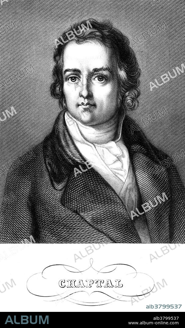 Jean-Antoine Claude, comte Chaptal de Chanteloup (June 4, 1756 - July 30, 1832) was a French chemist and statesman. He established chemical works for the manufacture of the mineral acids, soda and other substances. In Ã‰lÃ©mens de Chymie (published 1790) he coined a new word for the gas then known as azote or mephitic air. His word was nitrogÃ¨ne, which he named for nitre, the chemical which was needed for the production of nitric acid which had been found to contain the gas, and thus possibly (according to theory) to be the oxidized derivative of it. His new term for the gas then quickly passed into English as nitrogen. He was a popularizer of science, attempting to apply to industry and agriculture the discoveries of chemistry. In this way, he contributed largely to the development of modern industry. The process of adding sugar to unfermented wine in order to increase the final alcohol level is known as chaptalization after him. He died in 1832 at the age of 76. His is one of the 72 names inscribed on the EiffelTower.