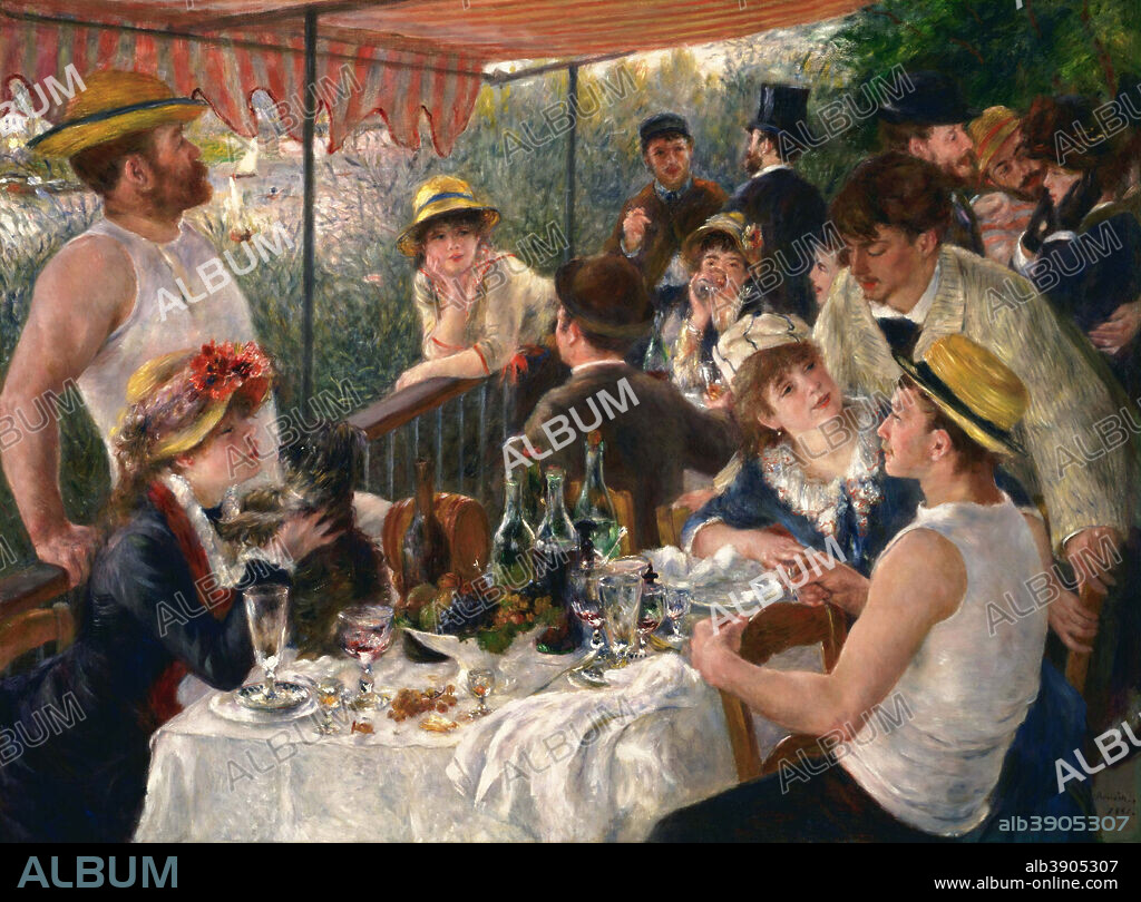 PIERRE AUGUSTE RENOIR. Luncheon of the Boating Party Le déjeuner des canotiers. Date/Period: From 1880 until 1881. Painting. Oil on canvas. Height: 1,302 mm (51.25 in); Width: 1,756 mm (69.13 in).