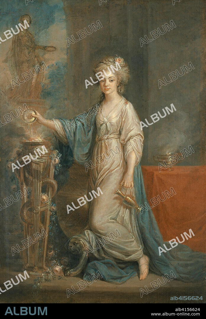 Angelica Kauffmann (Chur (Graubünden), 1741-Roma, 1807). Retrato de una mujer como una Vestal. Óleo sobre lienzo. 60 x 41 cm.