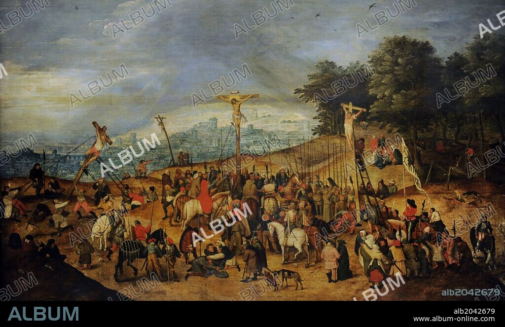 PIETER BRUEGHEL EL JOVEN. ARTE RENACIMIENTO. FLANDES. PIETER BRUEGHEL "EL JOVEN" (1564-1638). Pintor flamenco. "LA CRUCIFIXION" o "EL CALVARIO", 1617. Museum of Fine Arts. Budapest. Hungría. Europa.