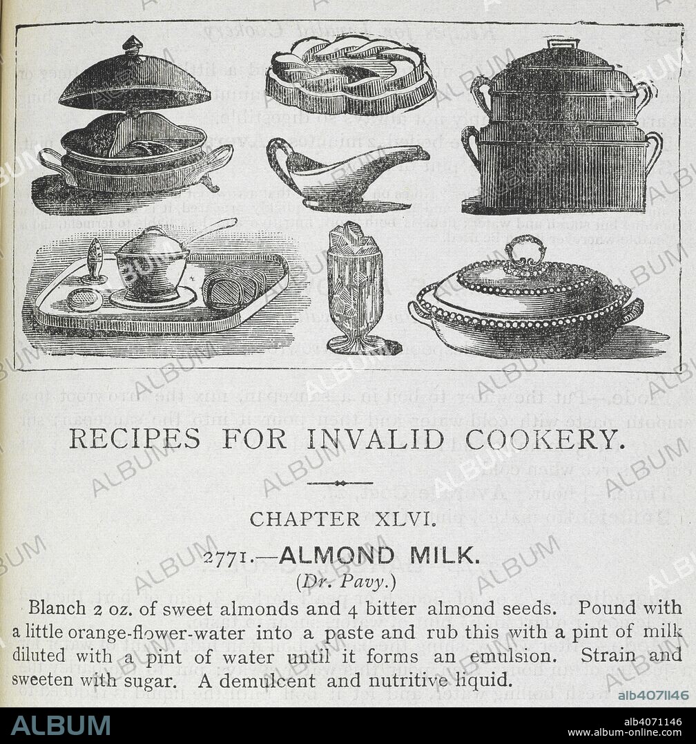 ISABELLA MARY BEETON. Recipes for Invalid Cookery. The book of household management ... Entirely new edition, revised and corrected, with new coloured engravings. London : Ward, Lock, Bowden & Co., 1892. Source: 7942.dd.9. page 1231.