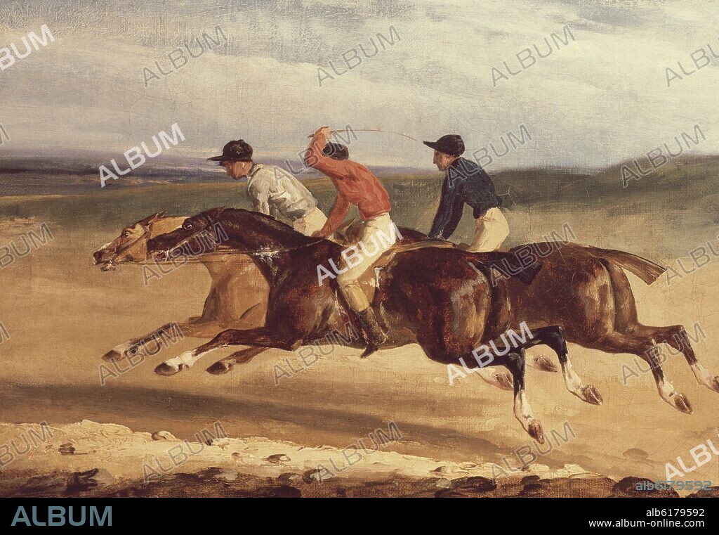 THEODORE GERICAULT (1791-1824). CARRERA DE CABALLOS EN EPSOM (BOCETO) - SIGLO XIX - ROMANTICISMO FRANCES.