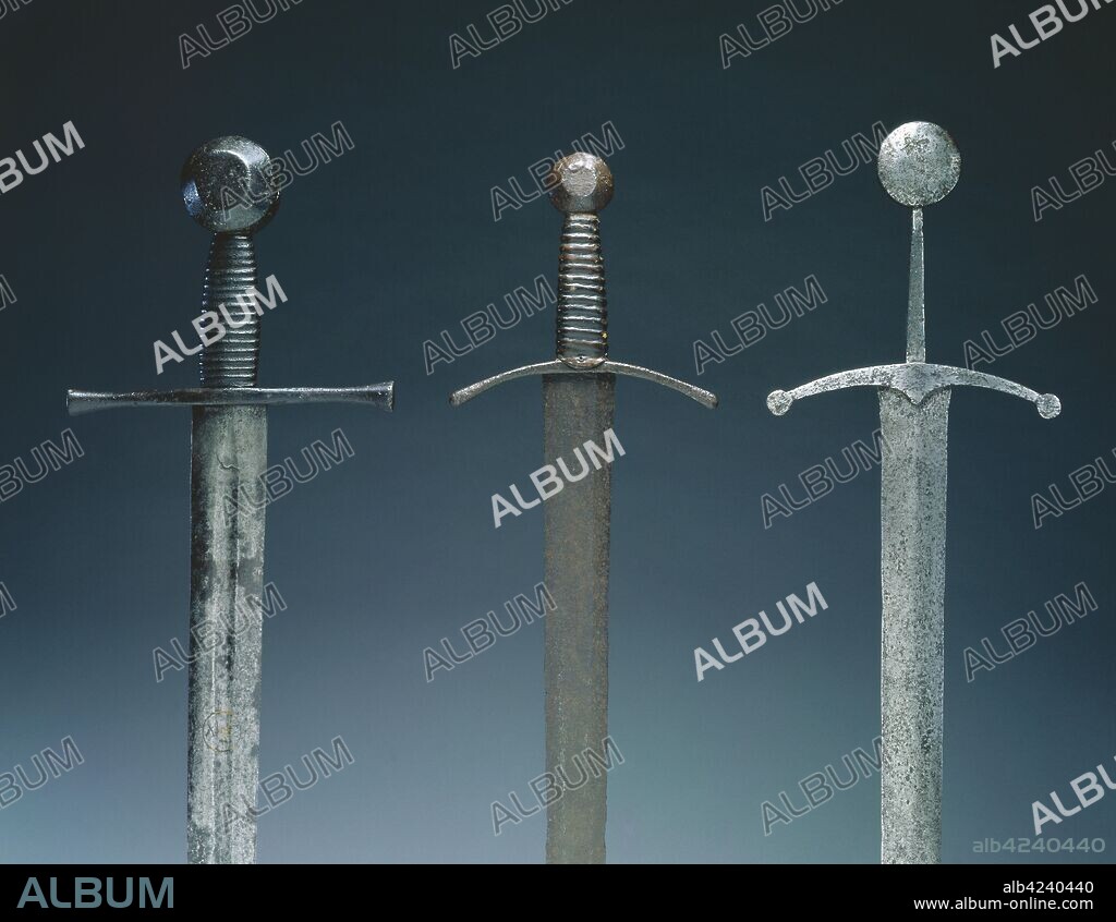 Sword, 1400s. Germany (?), 15th century. Steel; wood and leather grip; overall: 104.2 cm (41 in.); blade: 87.3 cm (34 3/8 in.); quillions: 20.3 cm (8 in.).