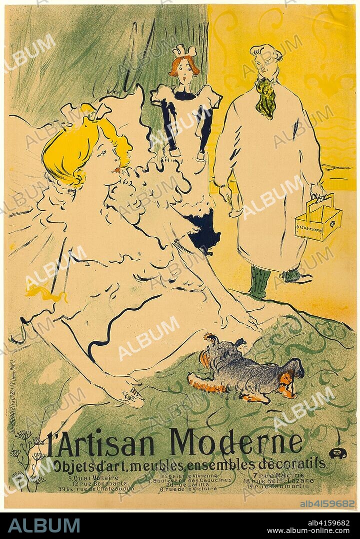HENRI DE TOULOUSE LAUTREC. L'Artisan Moderne. Henri de Toulouse-Lautrec; French, 1864-1901. Date: 1896. Dimensions: 901 × 641 mm (image); 928 × 649 mm (sheet). Lithograph poster on tan wove paper, laid down on fabric. Origin: France.
