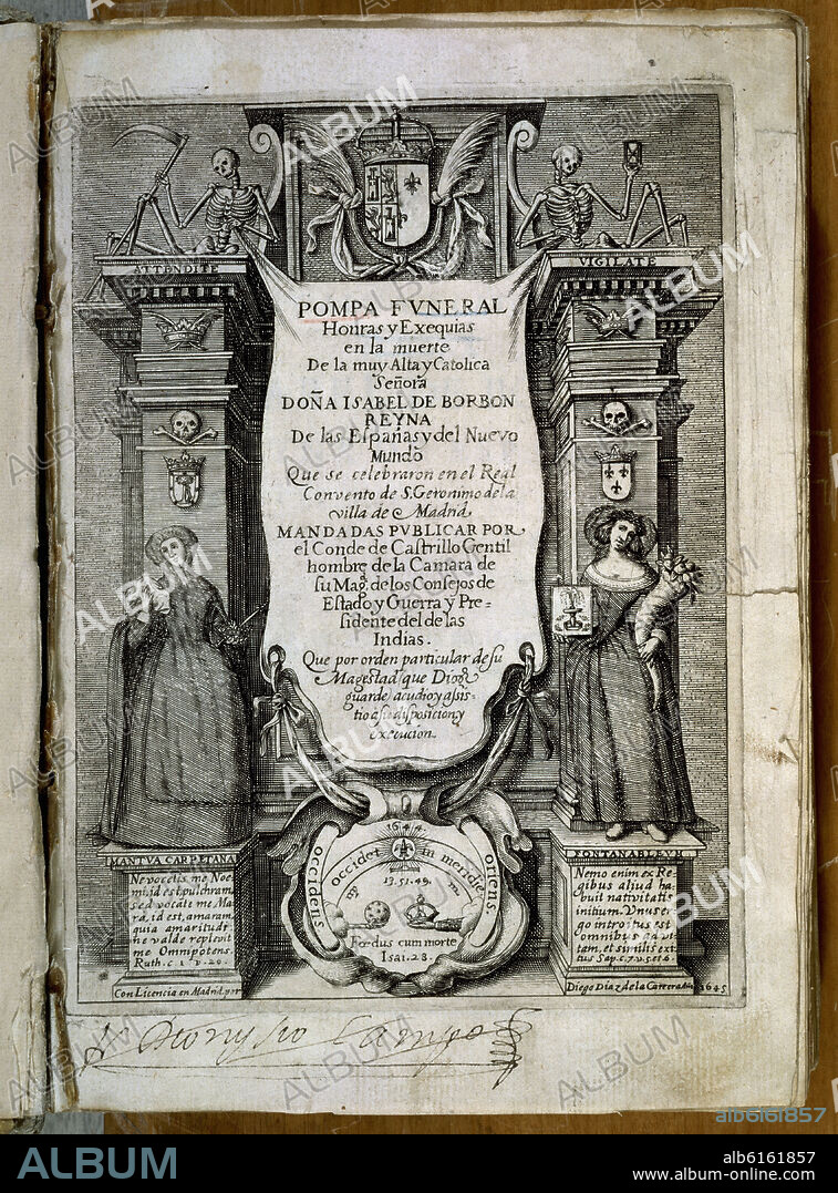 DIAZ DIEGO. POMPA FUNERAL DE ISABEL DE BORBON REINA ESPAÑA.