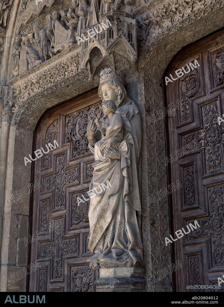 COPIA DE LA VIRGEN BLANCA - PARTELUZ DE LA PORTADA DEL JUICIO FINAL - S XIII - GOTICO ESPAÑOL.
