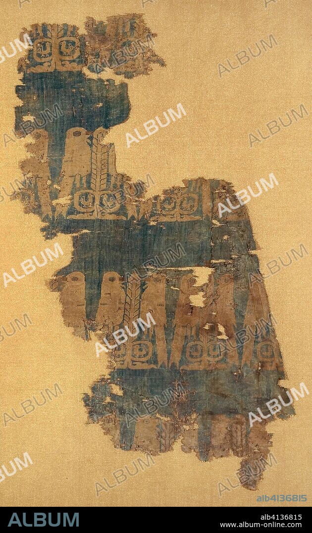 Fragment. Central Asia. Date: 801 AD-1000. Dimensions: 45.5 × 46.7 cm (17 7/8 × 18 3/8 in.)
Weft repeat: 9.4-12.7 cm (3 3/4-5 in.). Silk, complementary weft twill weave with inner warps. Origin: Central Asia.