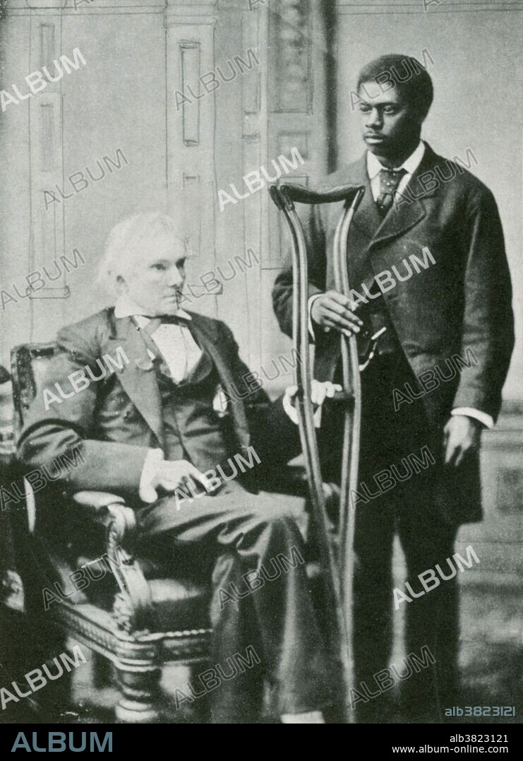 Stephens with his faithful male servant. Alexander Hamilton Stephens (February 11, 1812 - March 4, 1883) was an American lawyer and politician from Georgia, and the Confederate vice president throughout the American Civil War. His Cornerstone Speech of March 1861 defended slavery in the most uncompromising terms, though after the war he tried to distance himself from his earlier sentiments. In the course of the war, he became increasingly critical of Confederate President Jefferson Davis' policies, especially conscription and the suspension of habeas corpus. In February 1865, he was one of the commissioners who met with Lincoln at the abortive Hampton Roads Conference to discuss peace terms. After his arrest for his part in the rebellion, he was released and served in Congress, being elected Governor of Georgia shortly before his death in 1883 at the age of 71. Wet plate portrait by Brady.