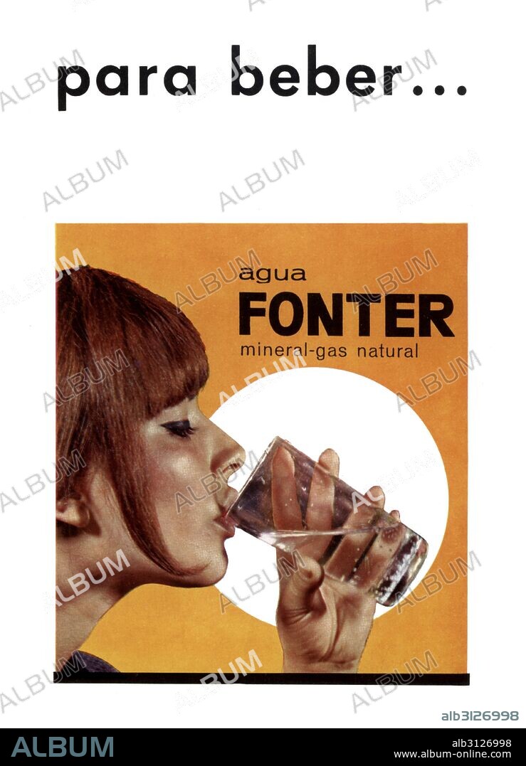 Publicidad. Agua mineral con gas natural Fonter. Año 1965.