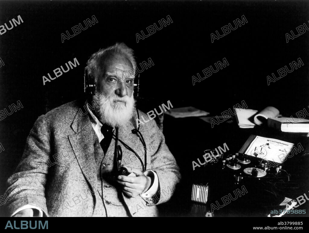 Bell with photophone, holding pipe, and wearing headphones. The photophone (later given the alternate name radiophone) was similar to a contemporary telephone, except that it used modulated light as a means of wireless transmission while the telephone relied on modulated electricity carried over a conductive wire circuit. It was invented jointly by Alexander Graham Bell and his assistant Charles Sumner Tainter on February 19, 1880. Bell believed the photophone was his most important invention. Of the 18 patents granted in Bell's name alone, and the 12 he shared with his collaborators, four were for the photophone, which Bell referred to as his "greatest achievement", telling a reporter shortly before his death that the photophone was "the greatest invention (I have) ever made, greater than the telephone". The master patent for the photophone was issued in December 1880, many decades before its principles came to have practical applications. Alexander Graham Bell (March 3, 1847 - August 2, 1922) was a Scottish-American speech therapist and inventor of the telephone. Photographed by Underwood & Underwood, May 5, 1922.