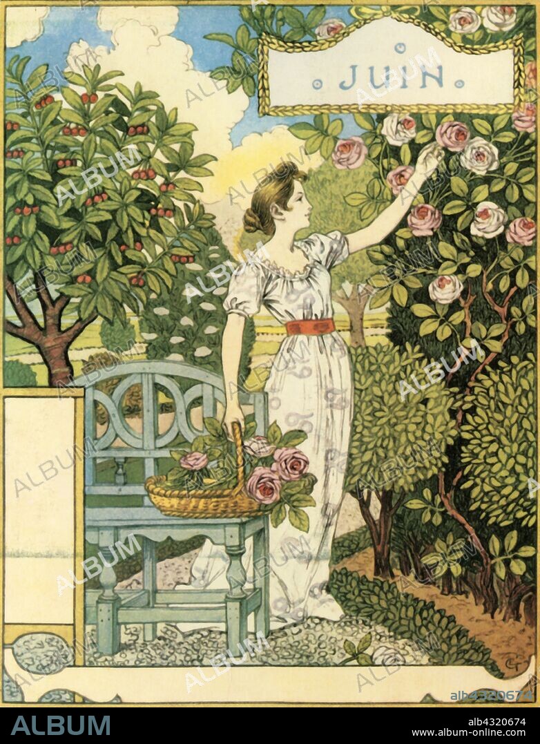 EUGENE SAMUEL GRASSET. 'Juin', 1896. From "Calendrier la Belle Jardinière", by Eugène Grasset. [Paris, 1896].
