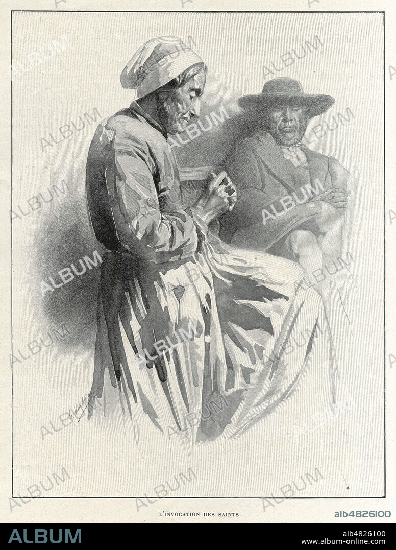 L'invocation des saints. Illustration de Gaston VUILLIER (1845-1915) pour son article Chez les magiciens et sorciers de Correze repris dans Le Tour du Monde de 1899. Credit : Collection Kharbine-Tapabor.