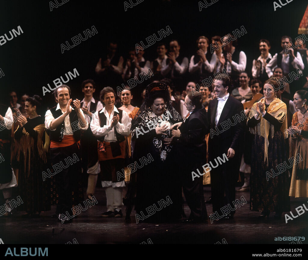 TAMAYO JOSE. JOSE TAMAYO MONTSERRAT CABALLE Y JOSE CARRERAS EN LA ZARZUELA LA DOLORES - S XX.