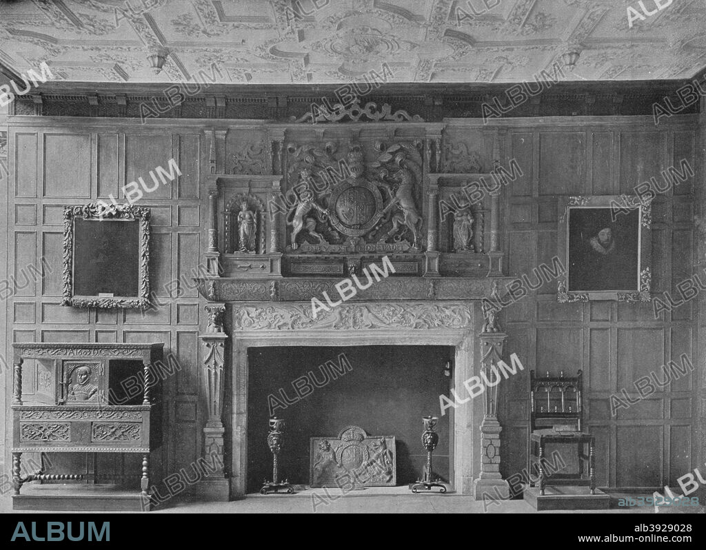 'Room from the Old Palace at Bromley-By-Bow', 1908. Bromley Old Palace was built in 1606 for James I. This was the parlour of the house and is now housed in the Victoria & Albert Museum, London. From The Connoisseur Vol. XX. [Otto Limited, London, 1908].