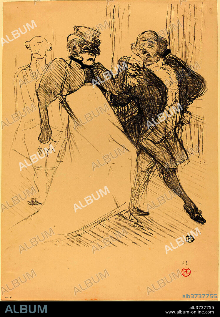 HENRI DE TOULOUSE-LAUTREC. Rejane and Galipaux in "Madame Sans-Gêne" (Réjane et Galipaux dans "Madame Sans-Gêne"). Dated: 1894. Medium: lithograph in black on velin paper.