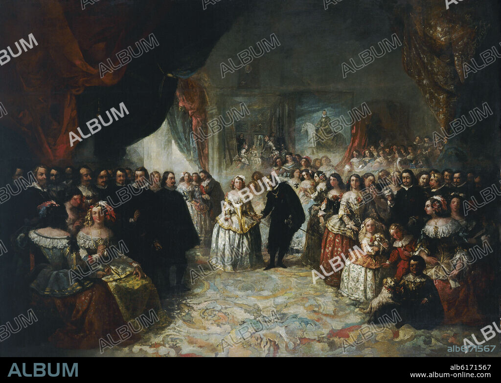 EUGENIO LUCAS VELAZQUEZ. FELIPE IV SU CORTE Y LAS MENINAS - PINTADO EN 1858 -OLEO/LIENZO - 209X288,5 CM.