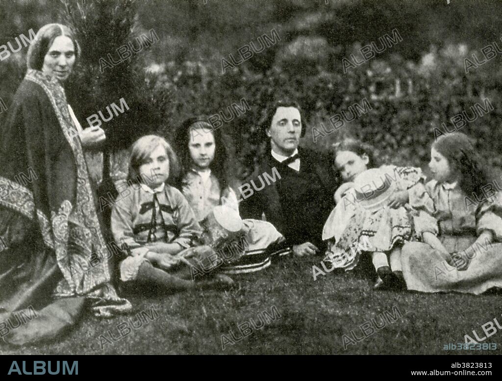 Carroll pictured with Mrs. George Macdonald and children. He was encouraged by the Macdonald children to write down the stories he often told them. This is how "Alice" emerged. Charles Lutwidge Dodgson (January 27, 1832 - January 14, 1898), better known by the pen name Lewis Carroll, was an English writer, mathematician, logician, Anglican deacon and photographer. His most famous writings are Alice's Adventures in Wonderland and its sequel Through the Looking-Glass, as well as the poems "The Hunting of the Snark" and "Jabberwocky", all examples of the genre of literary nonsense. He is noted for his facility at word play, logic, and fantasy. As a very young child, he suffered a fever that left him deaf in one ear. At the age of seventeen, he suffered a severe attack of whooping cough, which was probably responsible for his chronically weak chest in later life. Within the academic discipline of mathematics, he worked primarily in the fields of geometry, matrix algebra, mathematical logic and recreational mathematics, producing nearly a dozen books under his real name. He also developed new ideas in the study of elections (e.g., Dodgson's method) and committees. He worked as a mathematics tutor at Oxford, an occupation that gave him some financial security. He died in 1898 of pneumonia following influenza just two weeks of his 66th birthday.