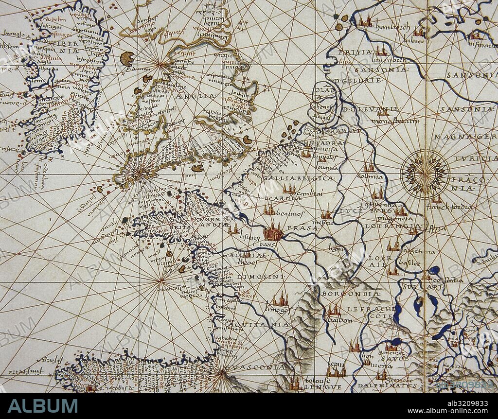 Mapa de Europa del siglo XV. Museo Condé. Chantilly. Francia.