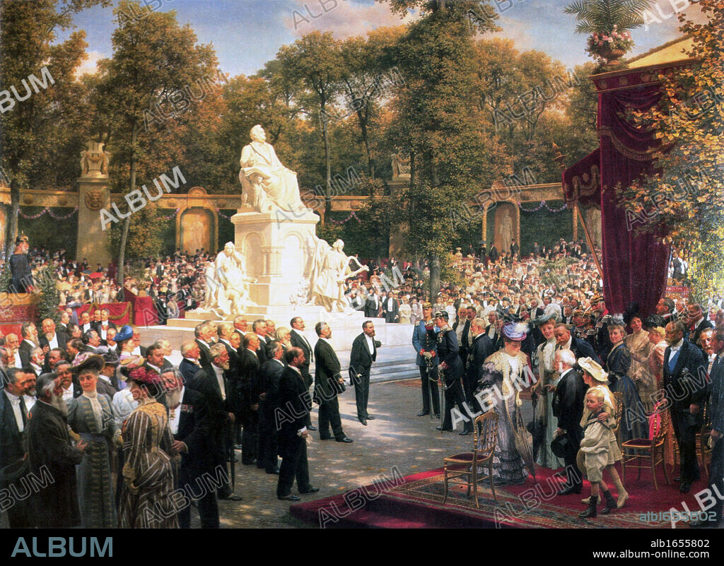 Unveiling of the Memorial to Richard Wagner in Berlin painted by Anton von Werner (1843-1915.