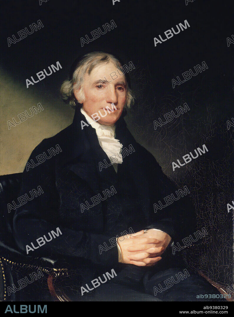 Cumberland Dugan, Thomas Sully, American, born England, 1783-1872, Oil on canvas, 1821, 35 13/16 x 27 15/16 in., 91 x 71 cm, American, black, chair, clasped hands, dark, folded hands, formal, man, painting, portrait, seated, stately, three-quarter, white collar.