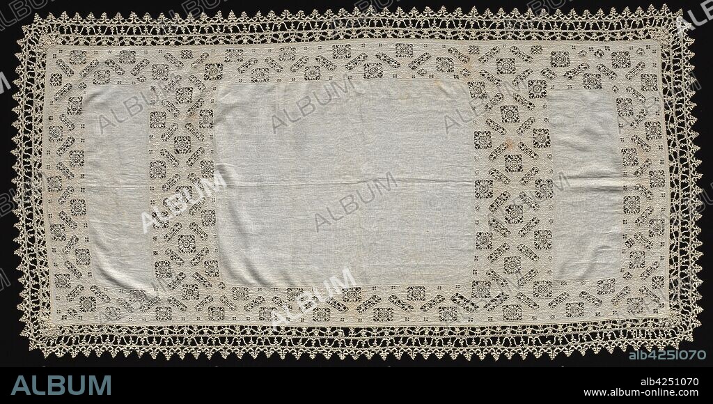 Needlepoint (Cutwork) and Bobbin Lace Cloth, 16th century. Italy, 16th century. Lace, needlepoint and bobbin: linen; average: 183.5 x 90.3 cm (72 1/4 x 35 9/16 in.).