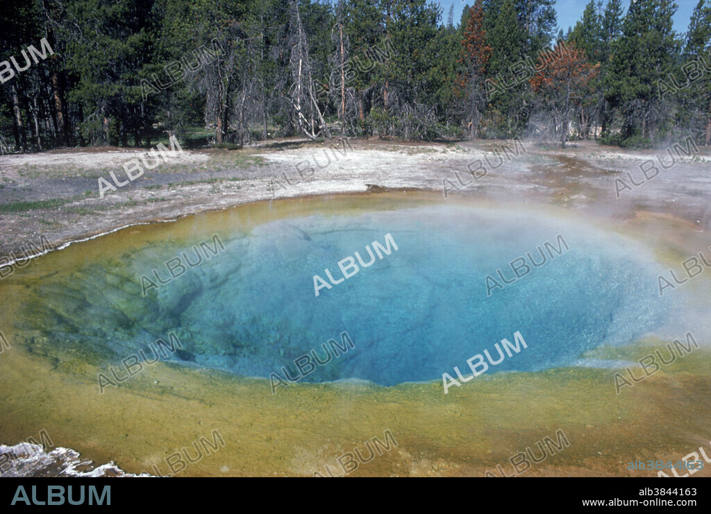 Morning Glory Pool near Old Faithful Geyser in Yellowstone National Park, Wyoming.