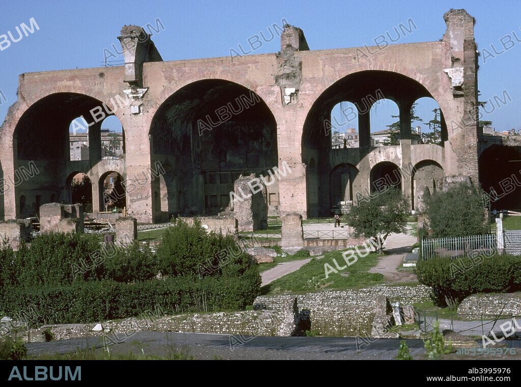 The Basilica of Maxentius (c. 278 - 28 October 312)  or Constantine (c. 27 February 272 - 22 May 337) in Rome, started by Emperor Maxentius but finished by Constantine I, 4th century.