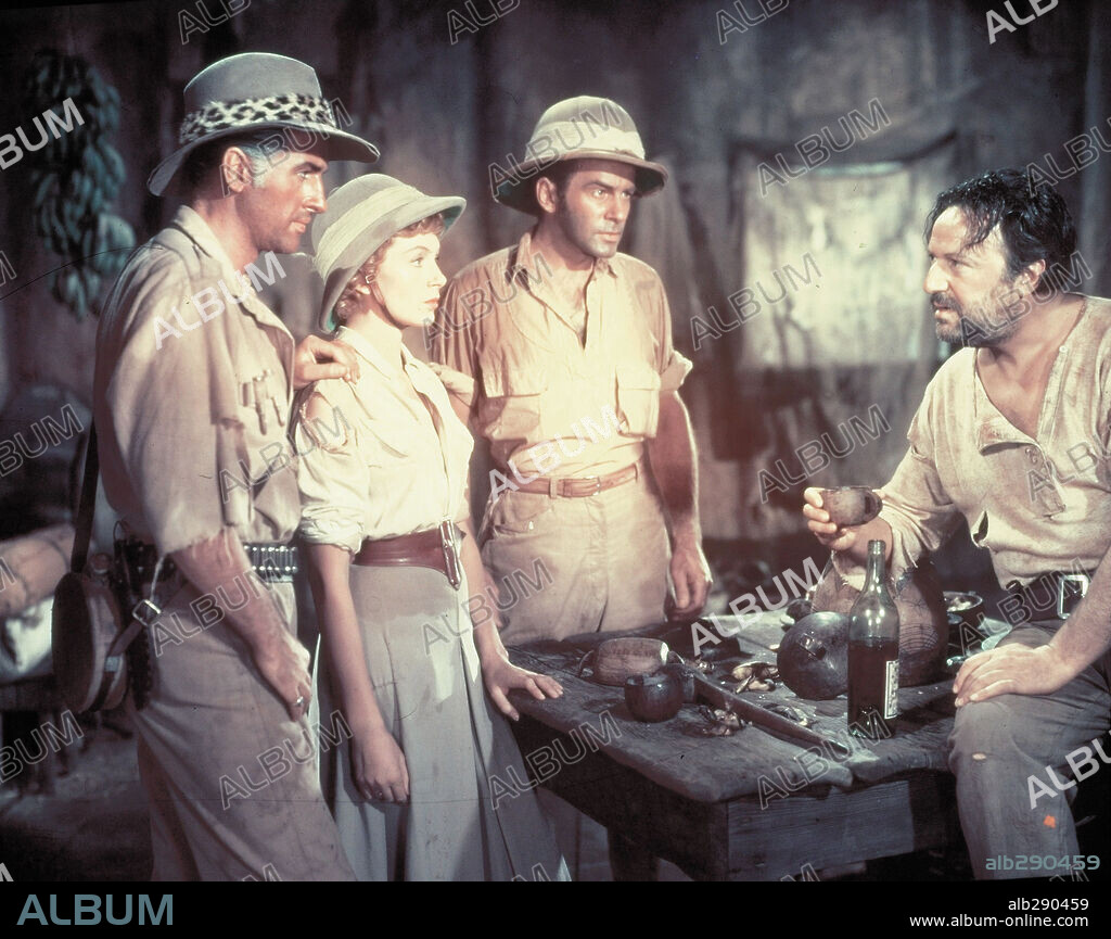 DEBORAH KERR, HUGO HAAS and STEWART GRANGER in KING SOLOMON'S MINES, 1950, directed by COMPTON BENNETT. Copyright M.G.M.