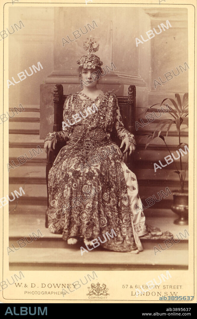 W. & D. DOWNEY. [Sarah Bernhardt as the Empress Theodora in Sardou's "Theodora"]. Date/Period: 1884. Photograph. Albumen print on cardboard (Card photograph). Height: 144 mm (5.66 in); Width: 106 mm (4.17 in).