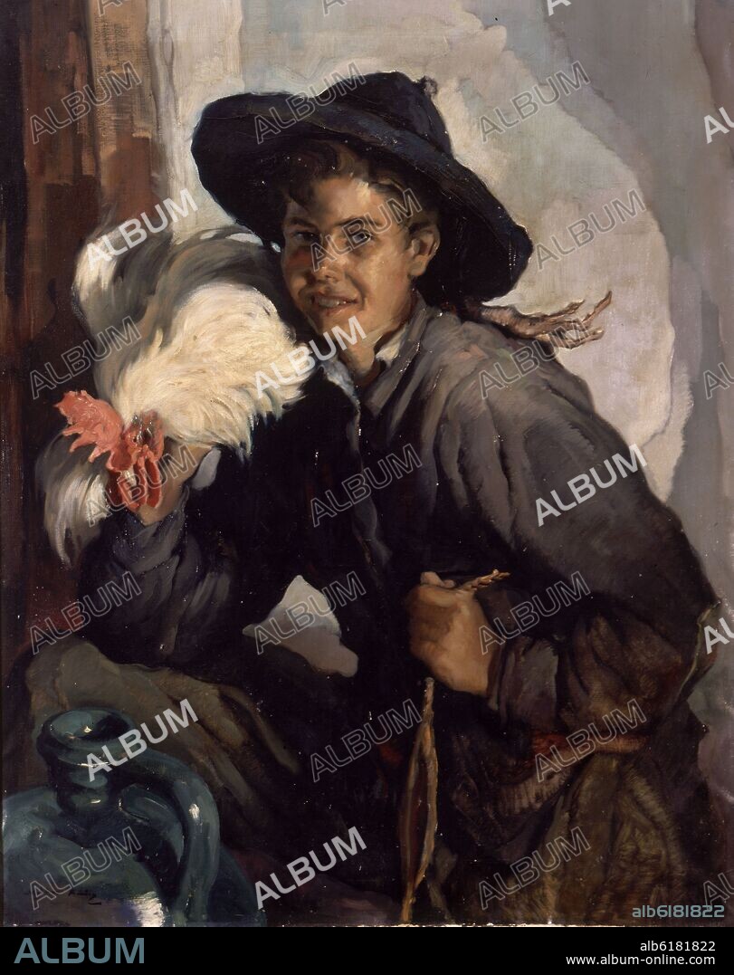 EMILIO MOLINA NUNEZ. (MUCHACHO CON GALLO) - SIGLO XX.