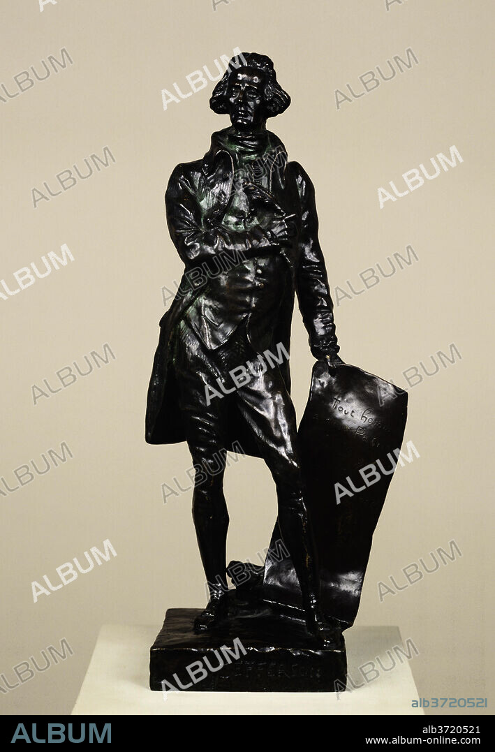 PIERRE-JEAN DAVID D'ANGERS. Thomas Jefferson. Dated: model 1832-1833, cast after 1892. Dimensions: overall: 38.7 x 16.7 x 12 cm (15 1/4 x 6 9/16 x 4 3/4 in.). Medium: bronze.